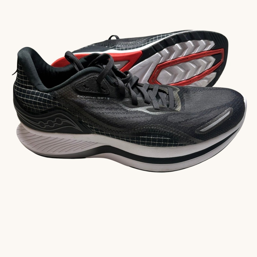 Saucony Endorphin Shift 2 Mens Running Shoes Black White Red Max Cushion Sneaker